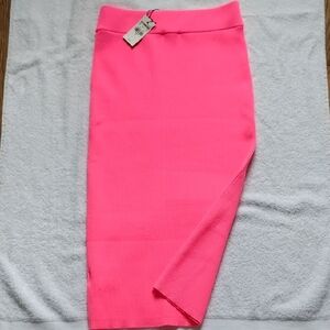 Express Skirt Pink RIBBED KNIT BODYCON Midi Pencil Skirt NWT size M Super Sharp